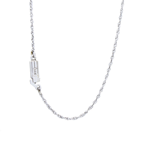 "14K White Gold Box Clasp Chain" Necklace