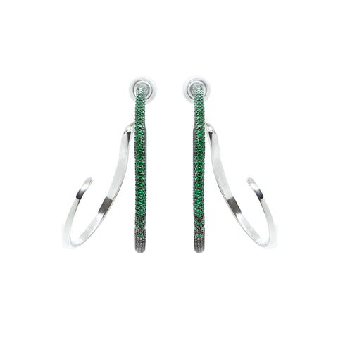 "Kilter" Emerald Pave Hoops Earrings