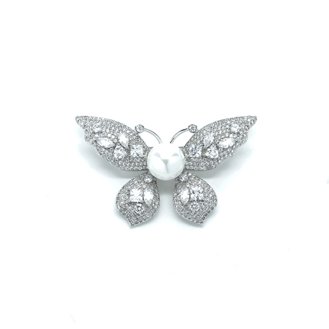 "White Crystal Butterfly" Brooch