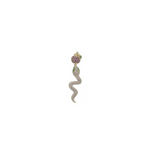 "Multicolour Apple and Snake" Mono Earring