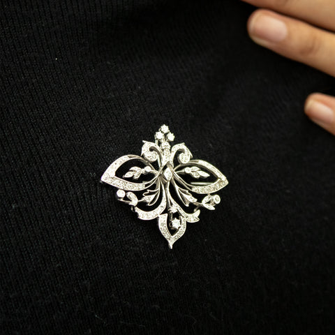 "Floral" Gold and Diamond Brooch/Pendant