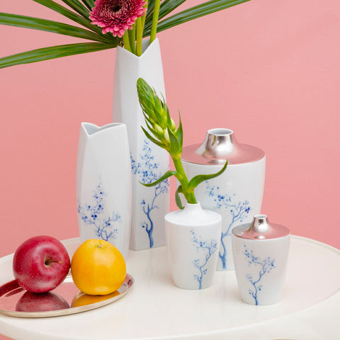 MEISSEN Cosmopolitan Small Platinum Blue Orchid Vase