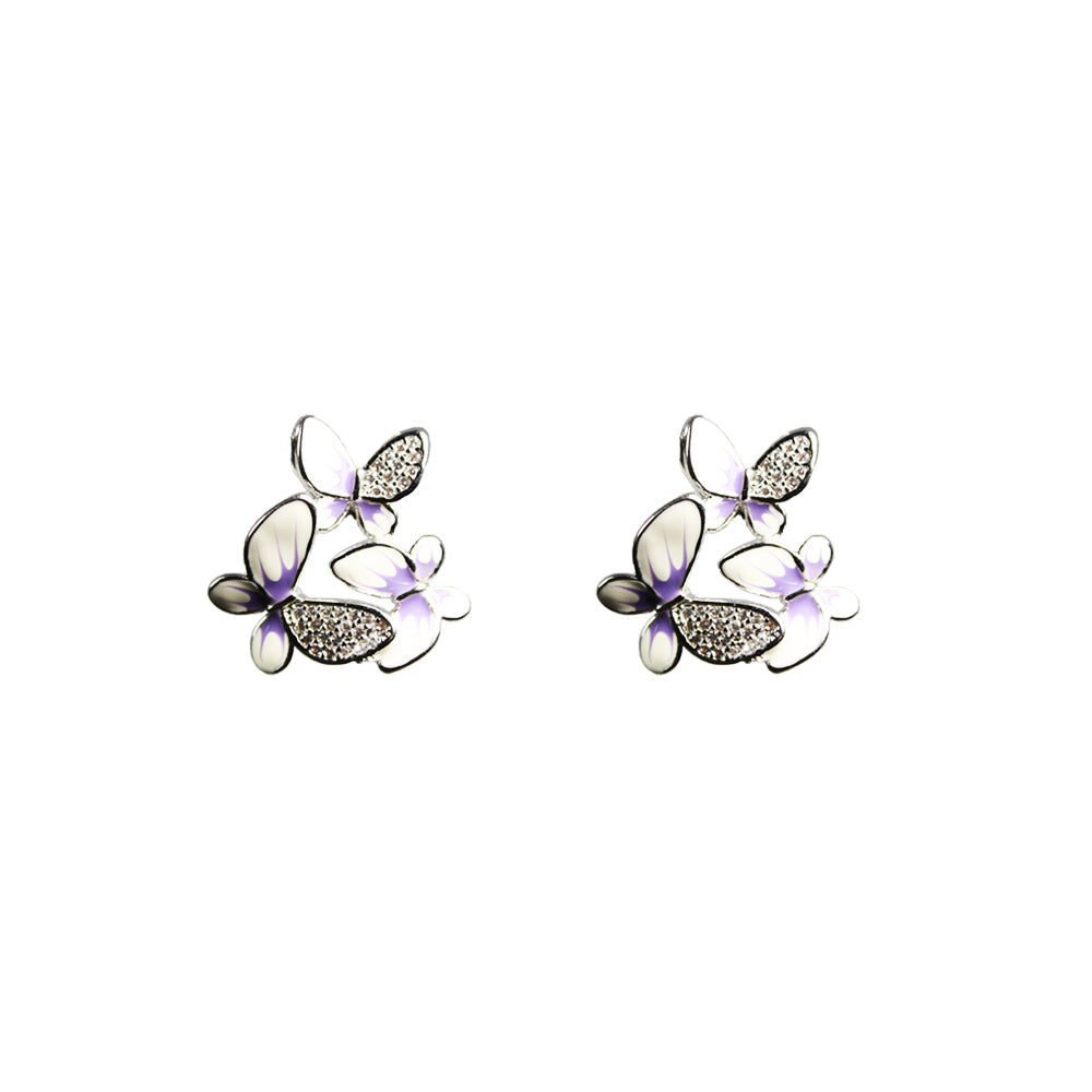 "3 Purple Butterfly" Earrings