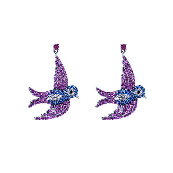 "Dove Blue & Pink Crystal" Earrings