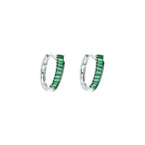 "Green Medium Crystal Hoop" Earrings