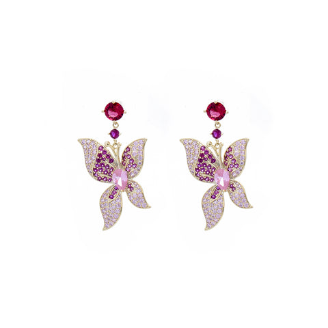 "Pink Crystal Butterfly" Earrings