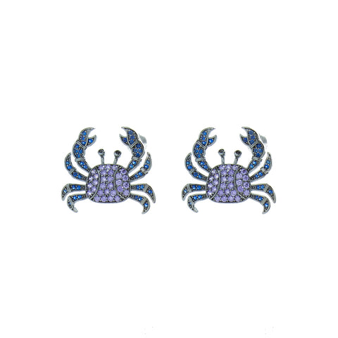 "Purple & Blue Crab" Earrings