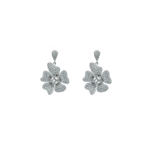 "Silver Drop Flower" Earrings