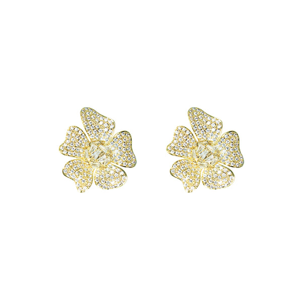 "Small Gold Open Flower" Earrings