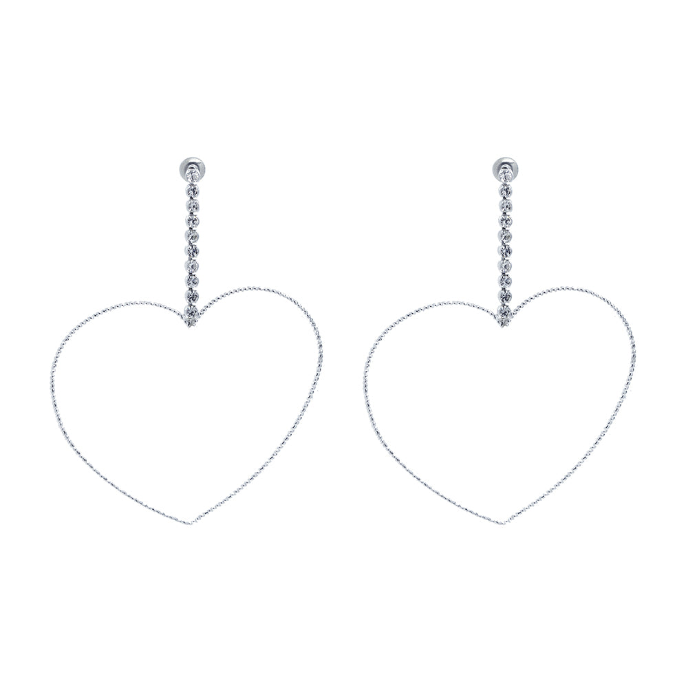 "Suspended Thin Heart" Earrings