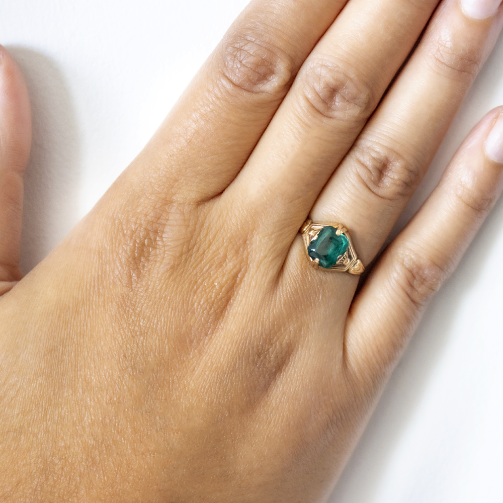 Unity 2ct Emerald Cut Emerald Solitaire 10K Yellow Gold Proposal Ring:Jian  London:10K Gold Rings