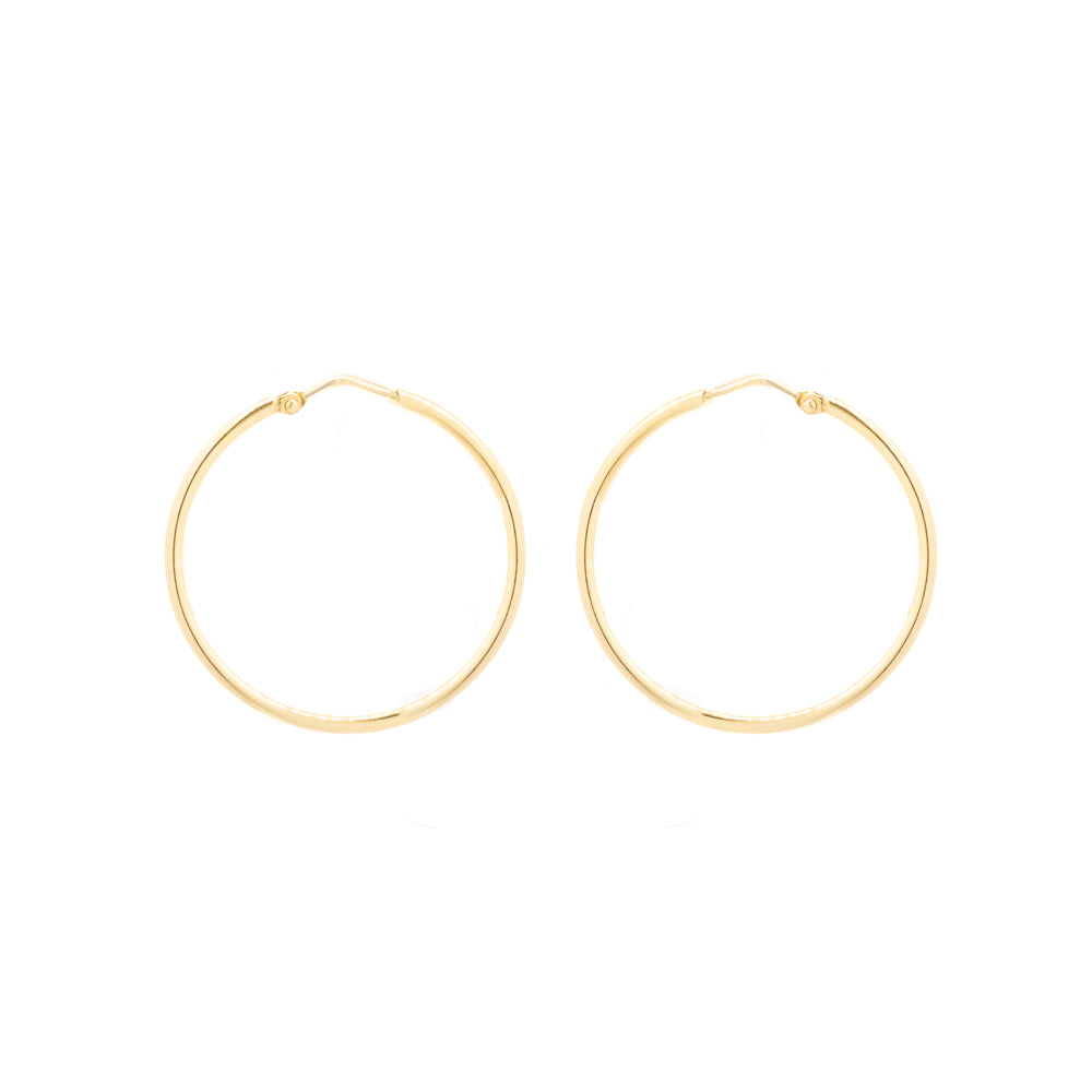 "14K Yellow Gold Hoops" Earrings