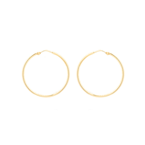 "14K Yellow Gold Hoops" Earrings