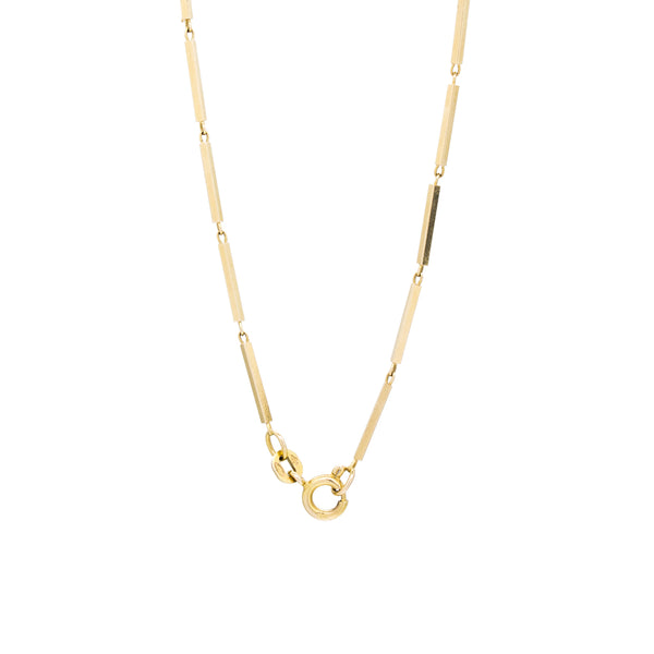 "14K Yellow Gold Bar Station Chain" Necklace