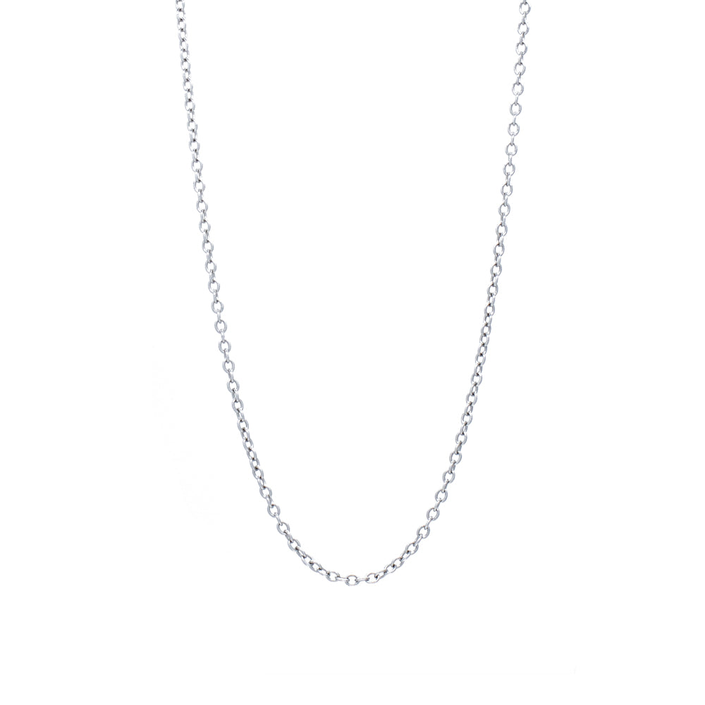 "18K White Gold Cable Chain" Necklace
