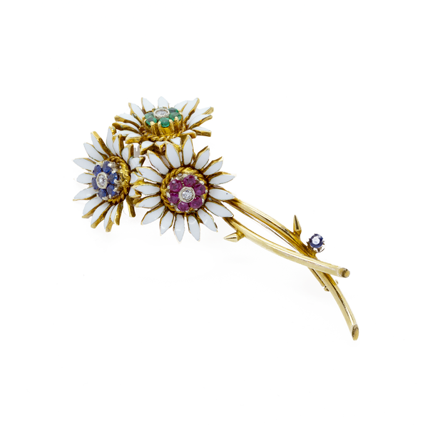 "18k Yellow Gold Floral" Brooch