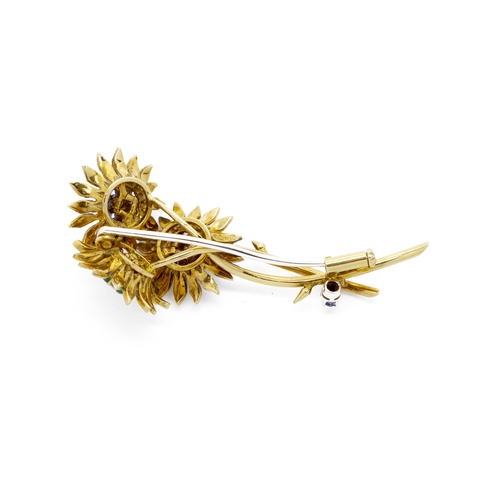"18k Yellow Gold Floral" Brooch