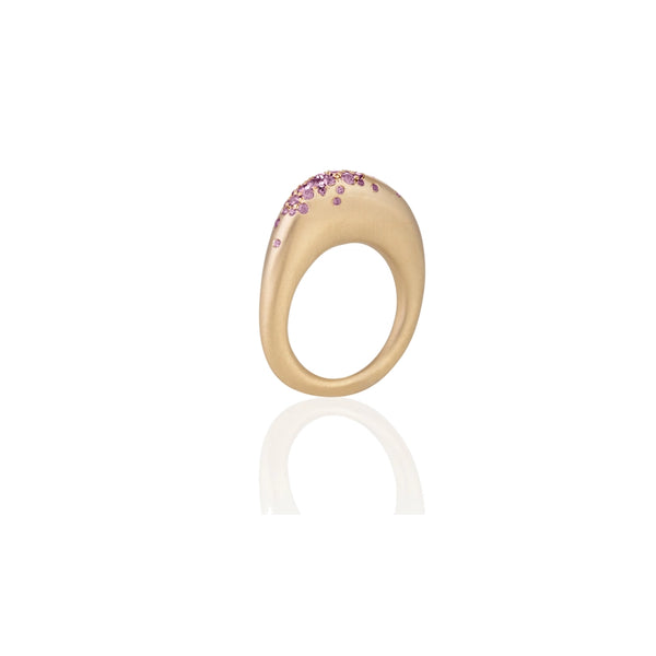 "Urban Color Thin" 18k Yellow Gold & Pink Sapphire Ring
