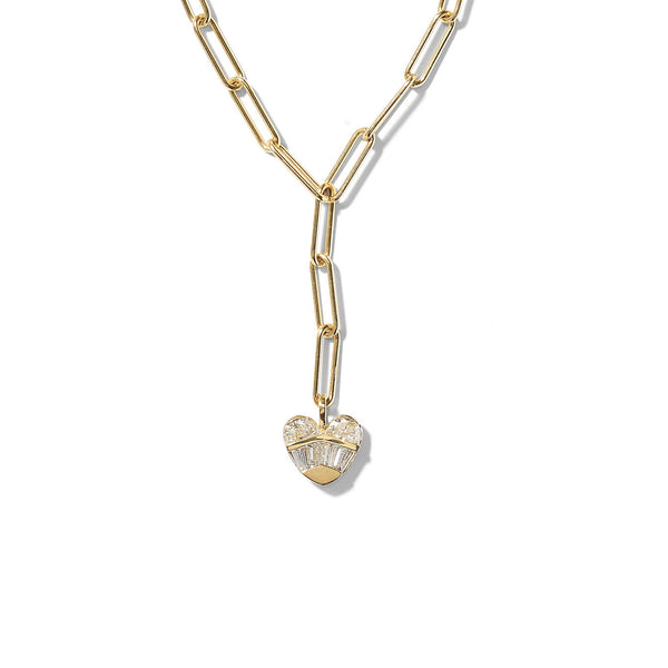 "SMALL STRAP HEART PENDANT" 18K YELLOW GOLD & DIAMONDS NECKLACE