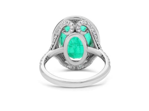 Emerald, Diamond and White Gold Ring, 6.37 carats, Vintage