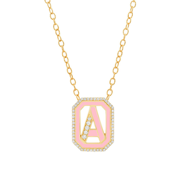 "GATSBY INITIAL WITH DIAMONDS" 18K GOLD NECKLACE