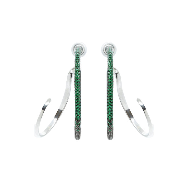 "Kilter" Emerald Pave Hoops Earrings