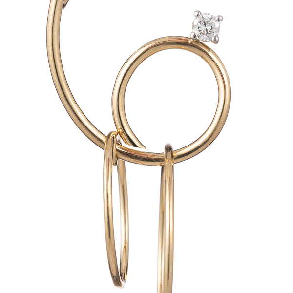 "CAMILLE" DIAMOND MONO EARRING WITH GOLD HOOP