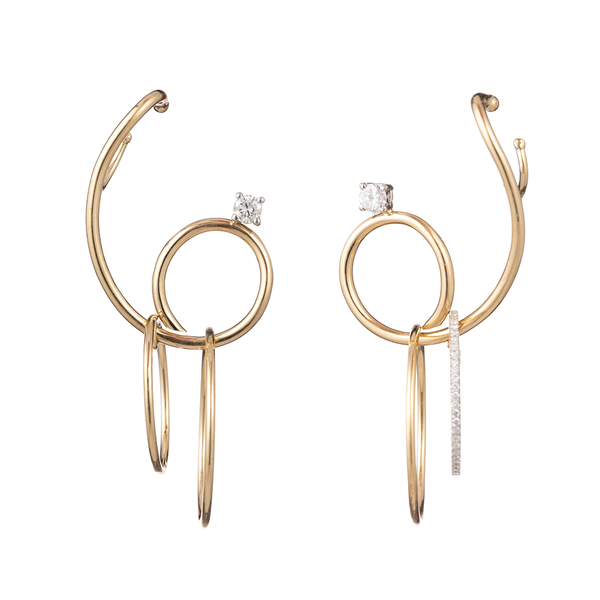 "CAMILLE" DIAMOND MONO EARRING WITH GOLD HOOP