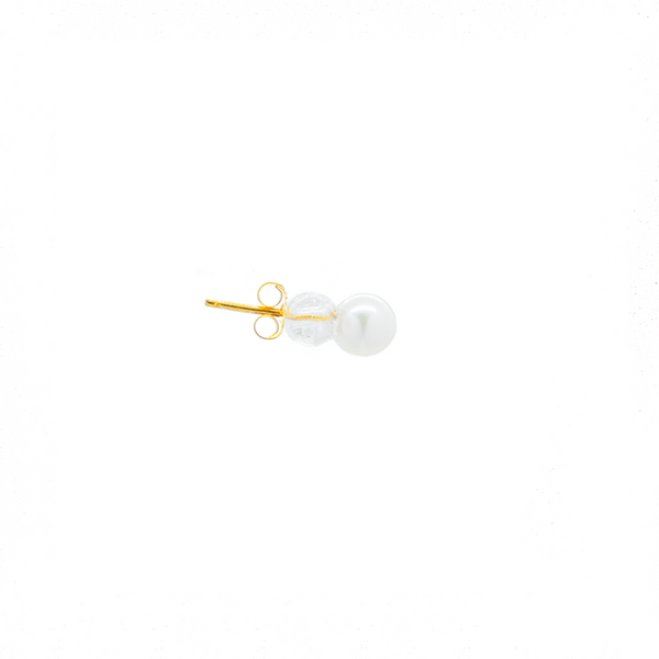 "18K Gold Single Pearl Medium Stud" Earring
