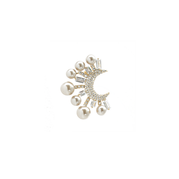 "Pearl & Crystal Moon" Earrings