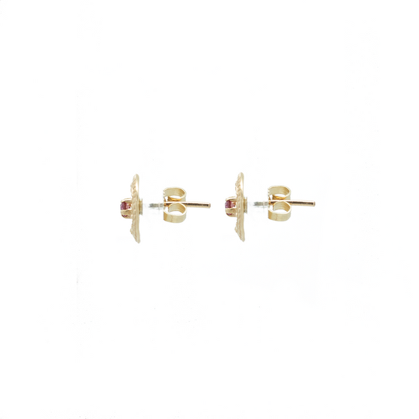 "14K Yellow Gold and Ruby Stud" Earrings