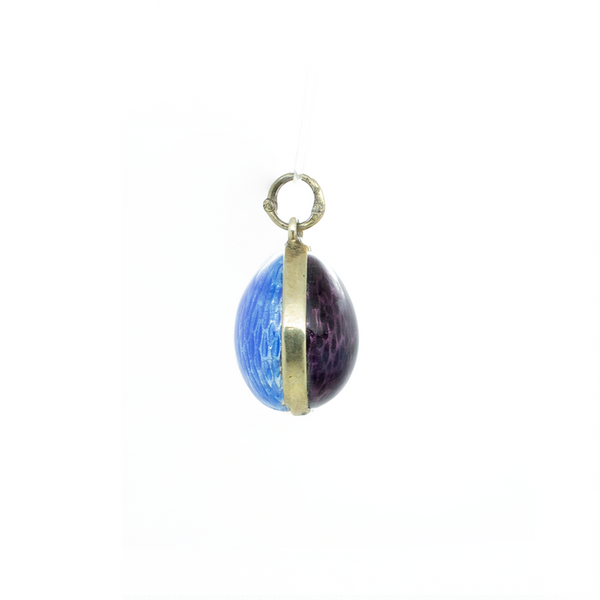 "Blue & Purple Enamel Emblem Egg" Pendant