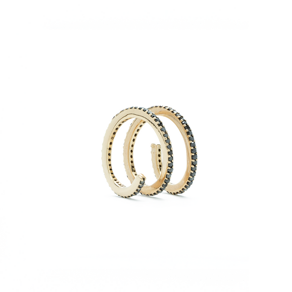 "18k Rose Gold and Black Diamond Short Spiral" Ring