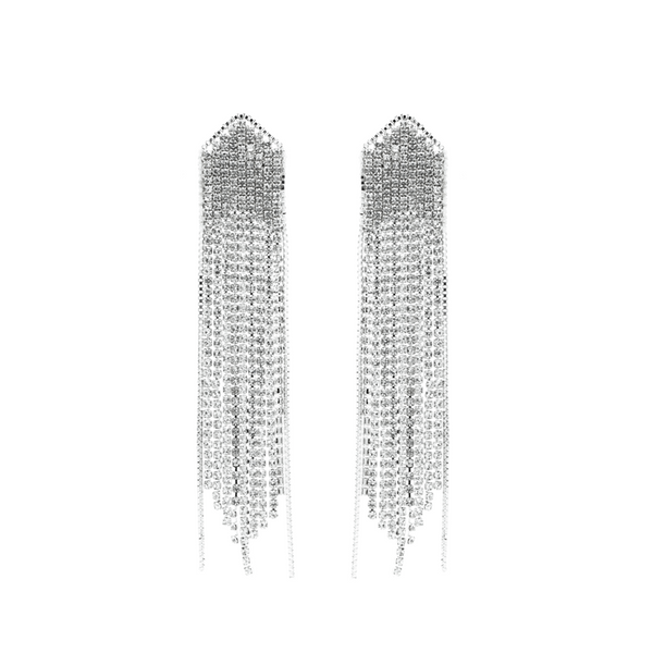 "Crystal Silver Fringe" Earrings