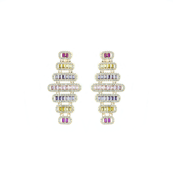 "Gold Multicolour Crystal" Earrings