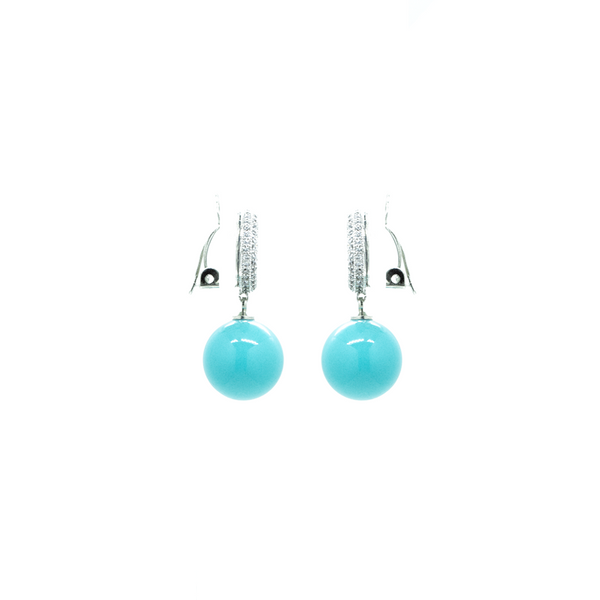 "Crystal Button Clip-On Turqouise" Earrings