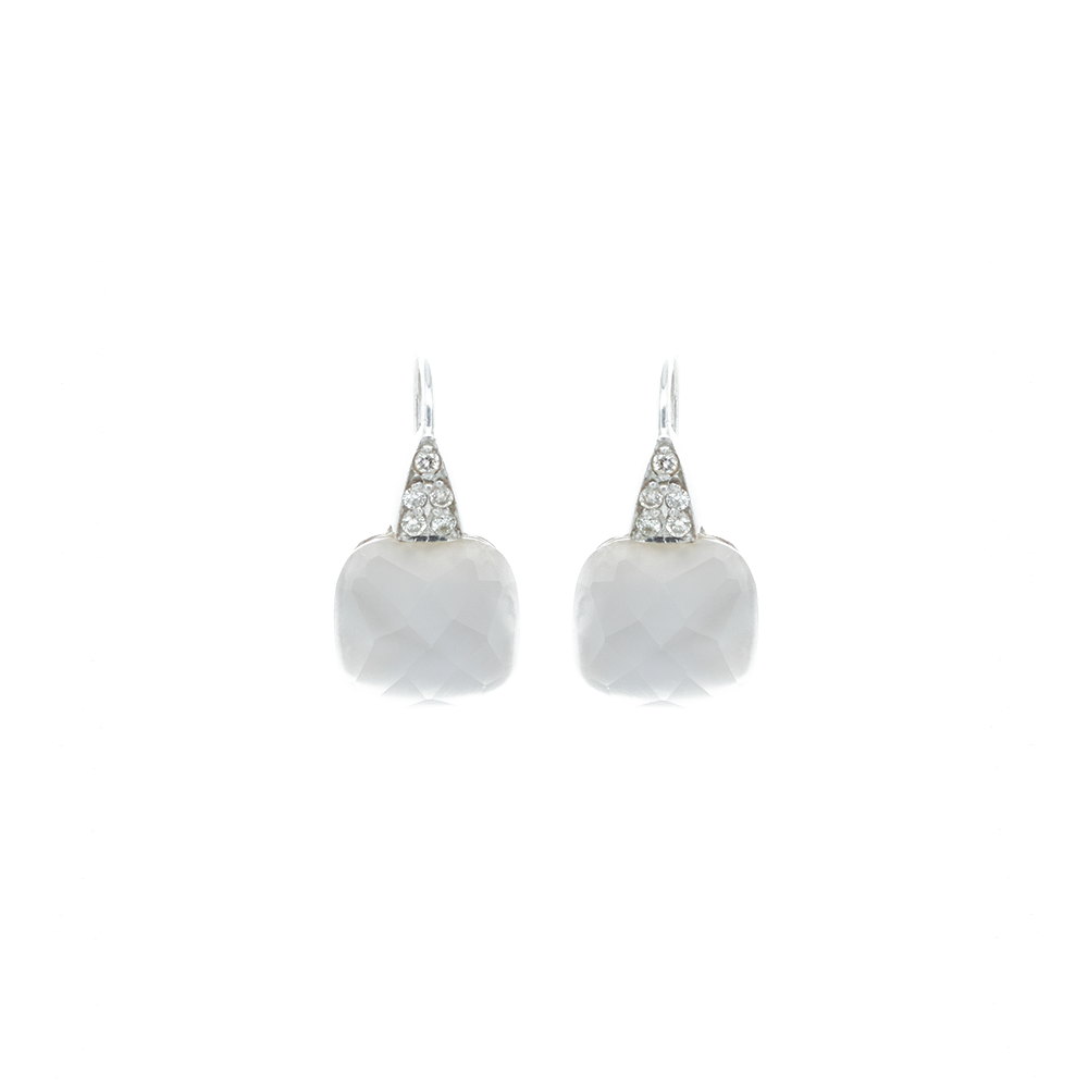 "White Agate and 18 K Gold" Earrings