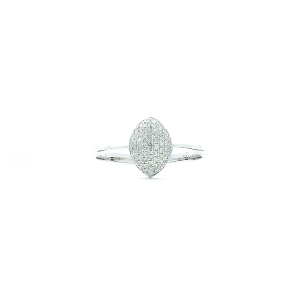"18k White Gold and Diamond Pavé Marquise" Ring