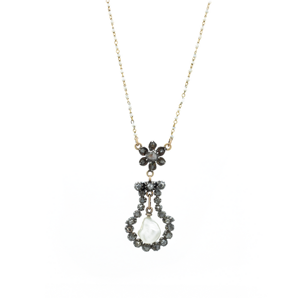 "Pearl and Diamond Pendant" Necklace