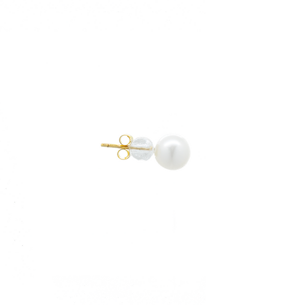 "18K Gold Single Pearl Large Stud" Earring