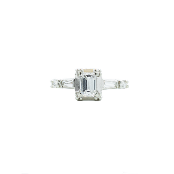 "Emerald Cut Diamond with Baguette Accents" Ring