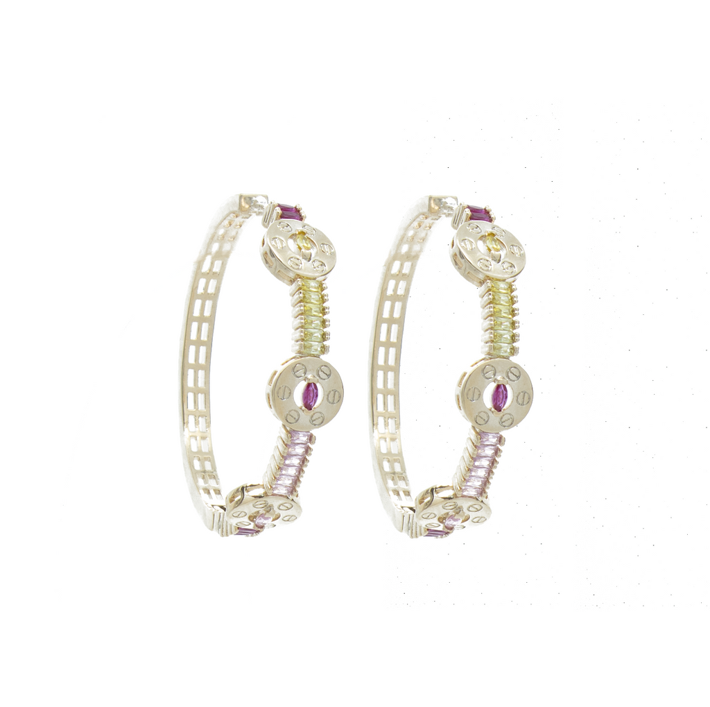 "Multi-Colour Crystal Hoop" Earrings