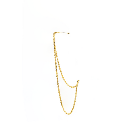 "18k Yellow Gold Double Chain and Cuff" Mono Earring