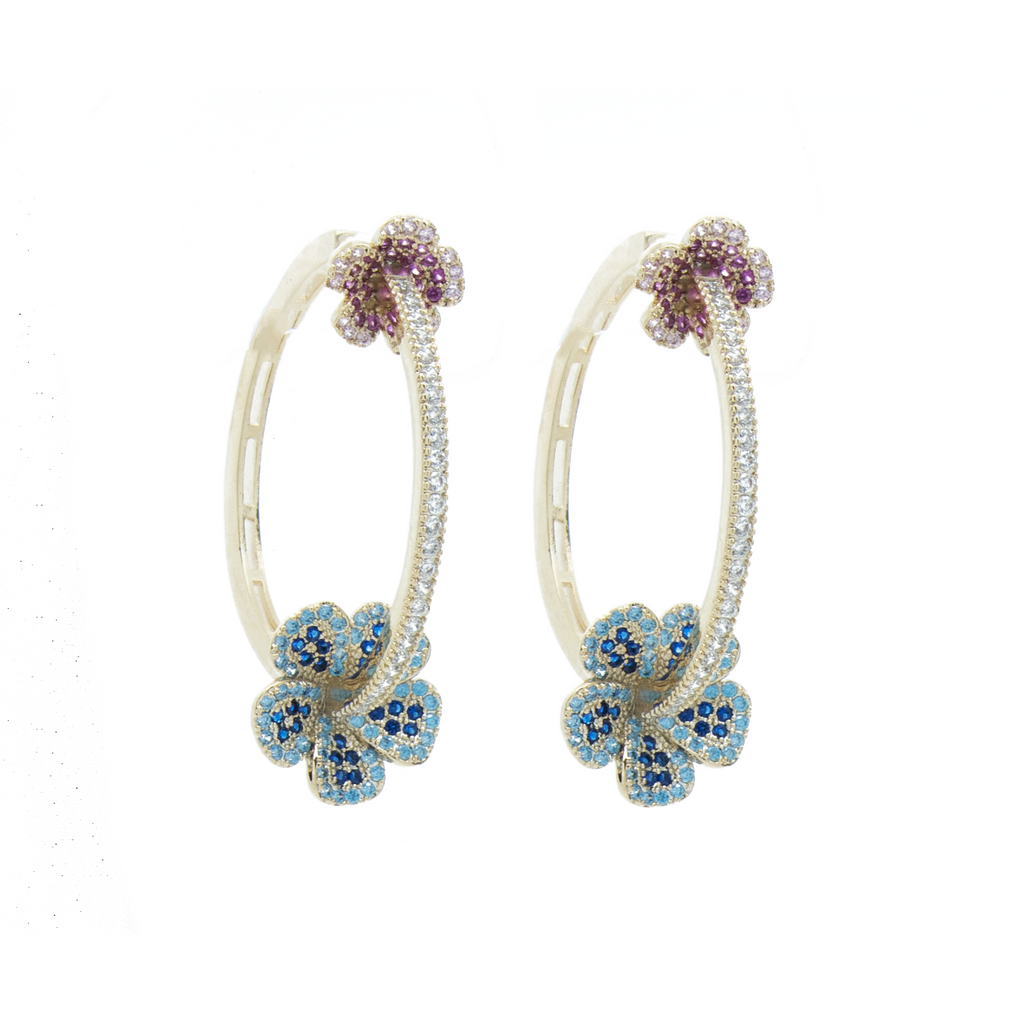 "Floral Crystal Hoop" Earrings