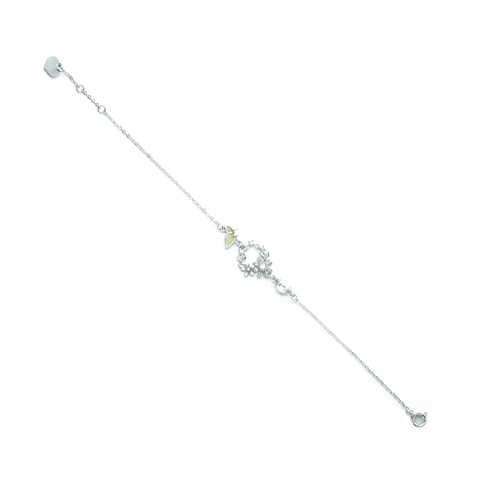 "Silver Flower Swarovski Crystal" Round Bracelet