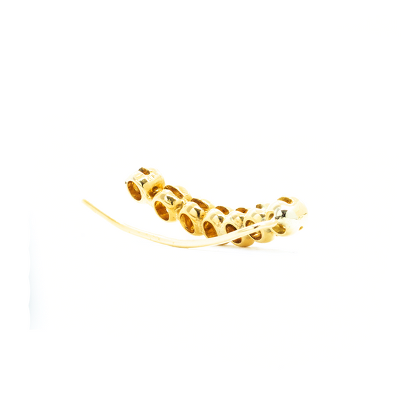 "18k Yellow Gold and 7 Diamond Row Mono Ear Crawler" Earring