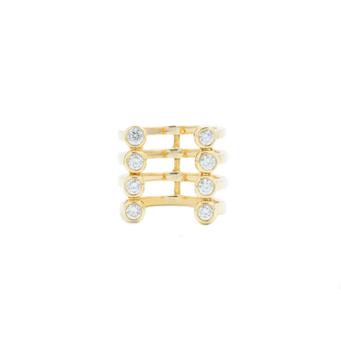 "18k Yellow Gold and 8 Diamond Double Row" Ring