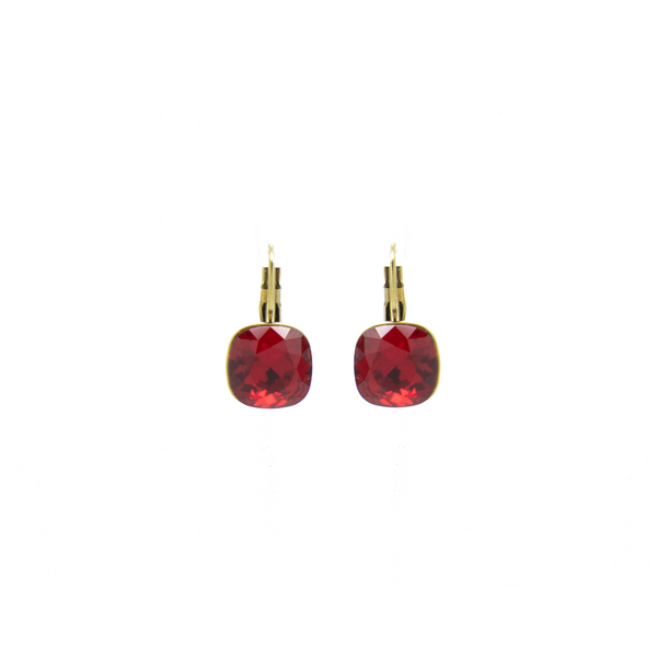 "Red Crystal Huggie" Earrings