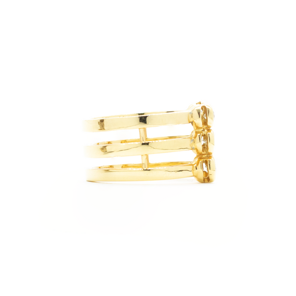 "18k Yellow Gold and 6 Diamond Double Row" Ring