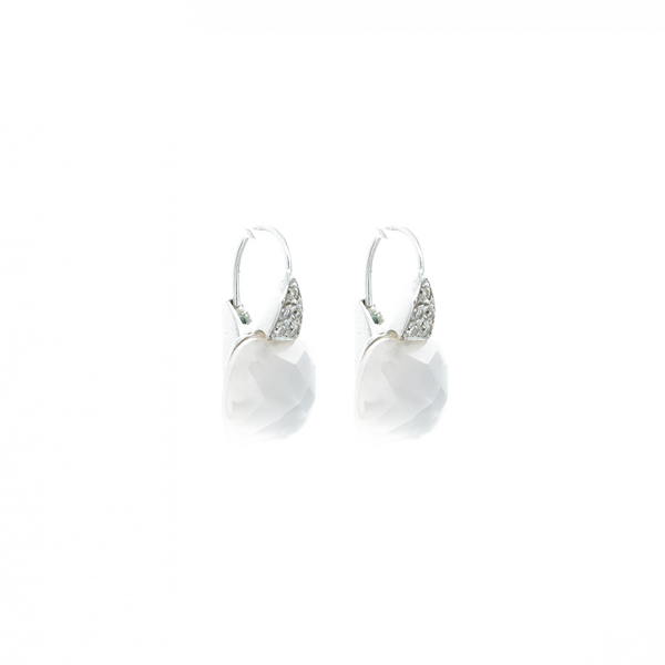 "White Agate and 18 K Gold" Earrings